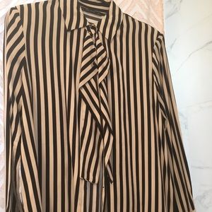 Zara striped ruffled button down